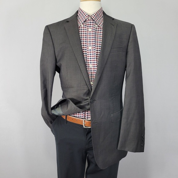 Calvin Klein Men's‎ Sport Coat Blazer Two Button Gray Wool Extreme Slim Sz 42L